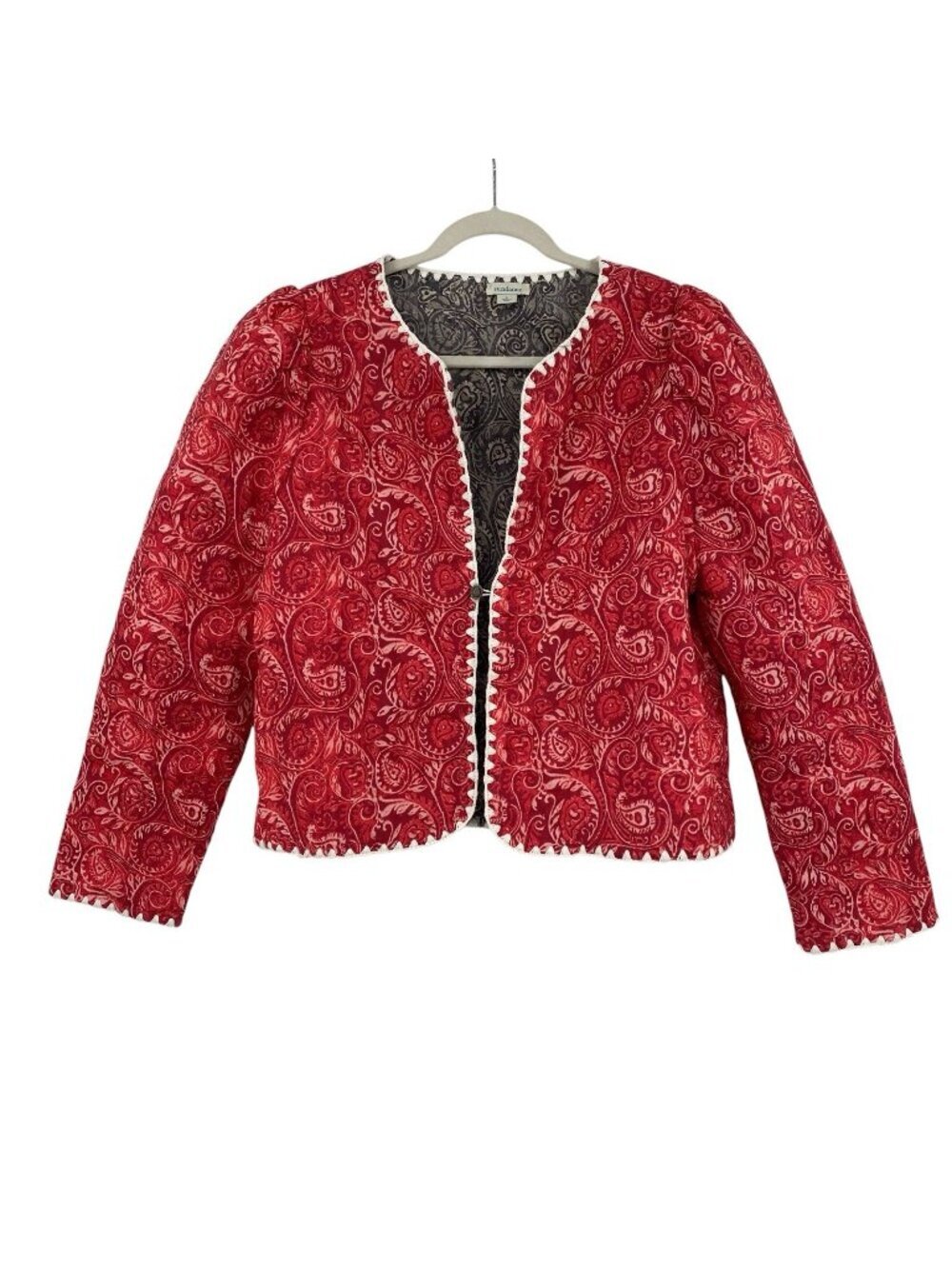Sundance Women's Size L Paisley Reversible Cropped Boxy Quilted Cotton Jacket